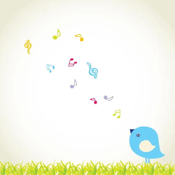 Oiseau mignon chanter une chanson d'amour — Image vectorielle