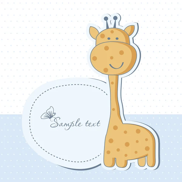 与可爱的长颈鹿宝宝男孩洗澡卡 — 图库矢量图片
