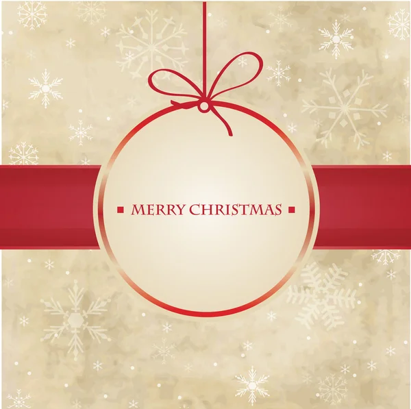 Χαριτωμένο χριστουγεννιάτικη κάρτα με μπάλες και νιφάδες χιονιού — Διανυσματικό Αρχείο