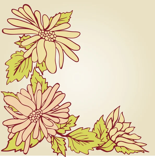 Хризантемы на гранжевом фоне — стоковый вектор