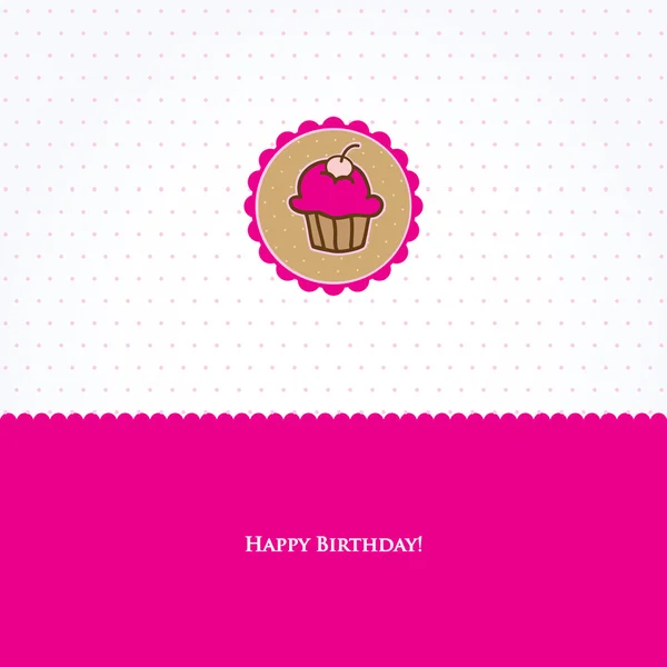 Birthday card with cute cupcake — Stock Vector