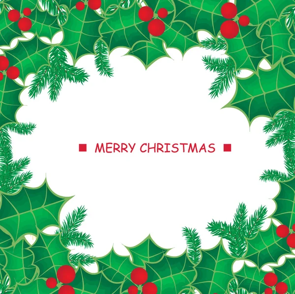Рождественская открытка с листьями ягоды на винтажном фоне — стоковый вектор