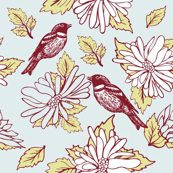 Dvě roztomilé ptáky na den lásky. Roztomilé valentine karta s ptáky — Stockový vektor