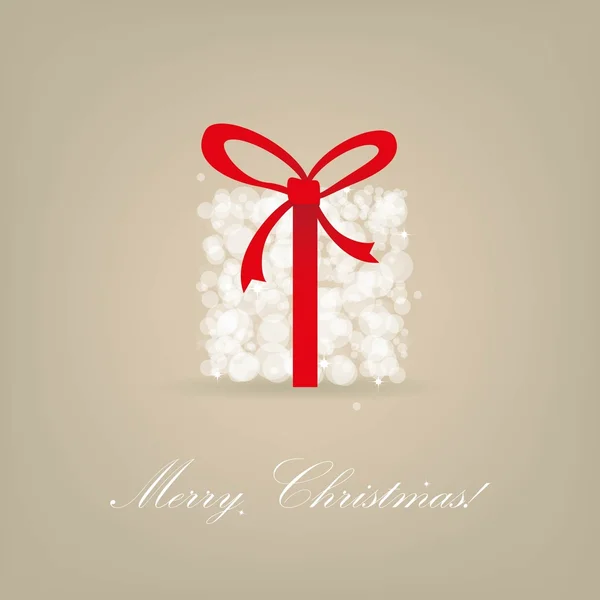 Carte de vœux de Noël avec boîte cadeau de boules de neige avec arc . — Image vectorielle
