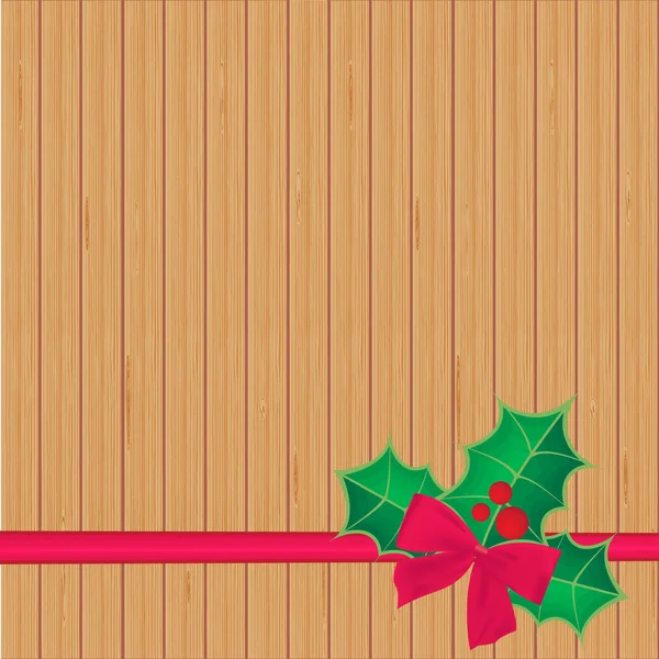 Vánoční přání s holly berry ponechává na vinobraní pozadí — Stockový vektor