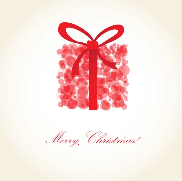 Tarjeta de felicitación navideña con caja regalo de bolas de nieve con lazo . — Archivo Imágenes Vectoriales