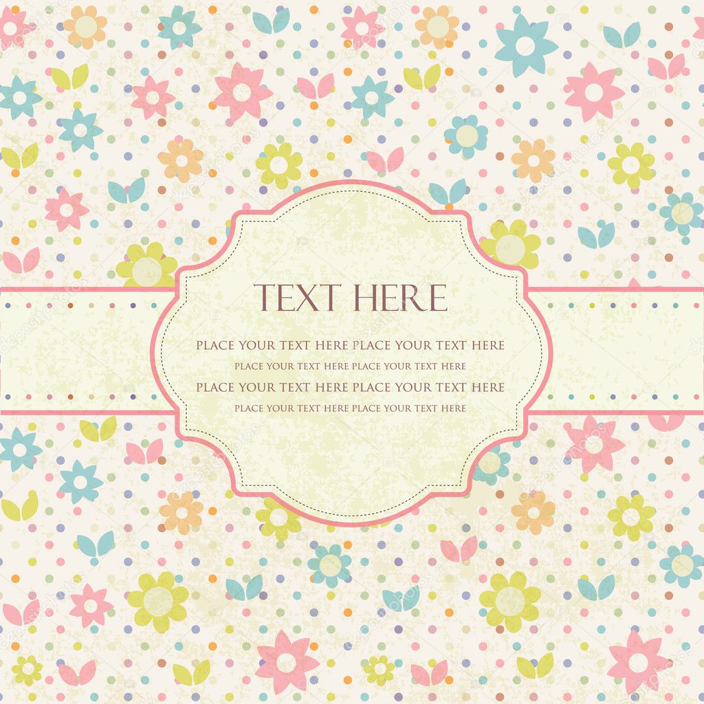 Hand drawn vector illustration with flowers and place for text.