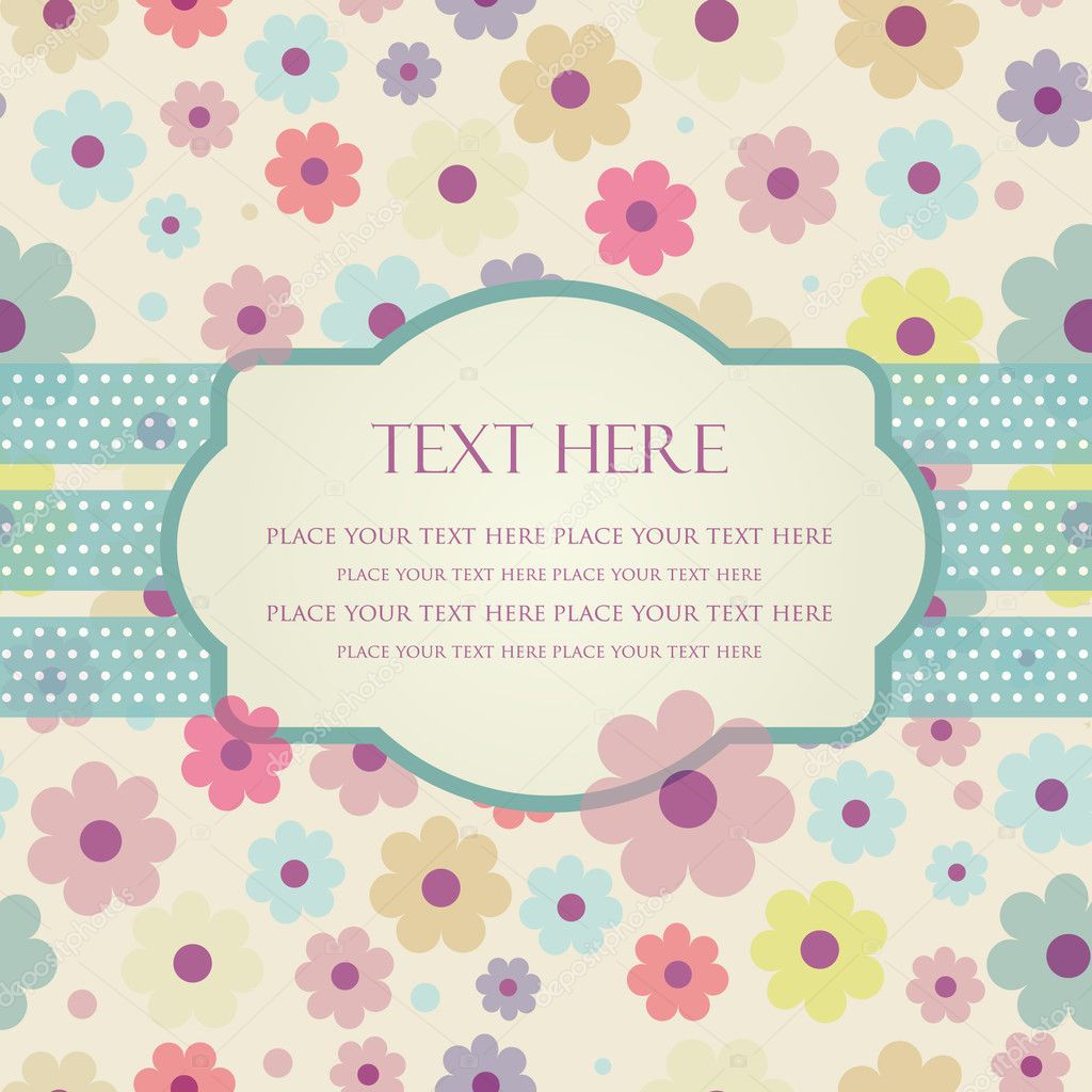 Hand drawn vector illustration with flowers and place for text.