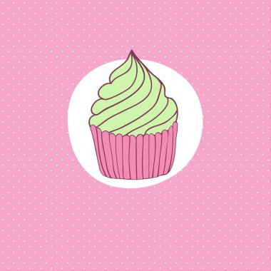 doğum günü kartı ile şirin cupcake