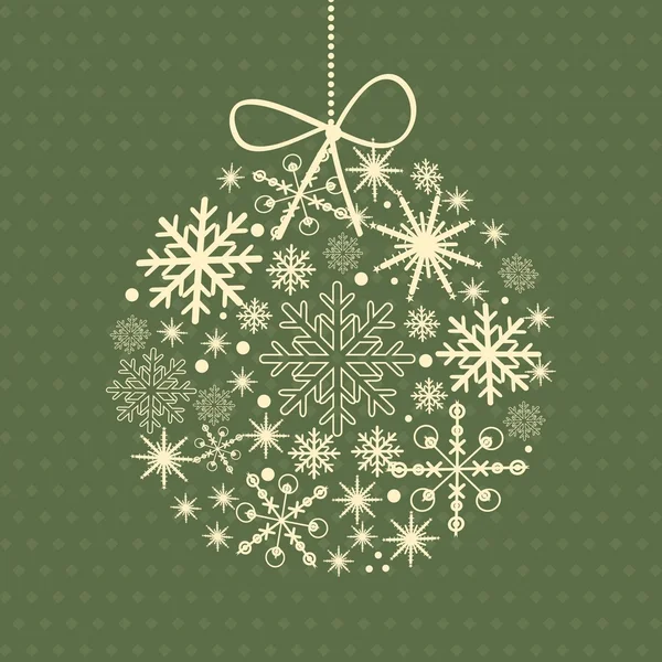Cartão de Natal bonito com bolas e flocos de neve —  Vetores de Stock