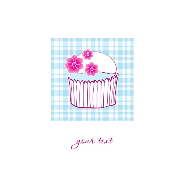Carte d'anniversaire avec cupcake mignon — Image vectorielle
