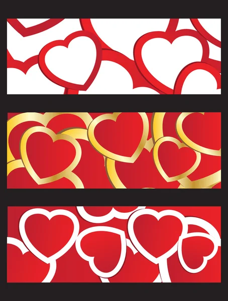 Set Valentinskarten mit Herzen und Platz für Ihren Text. — Stockvektor