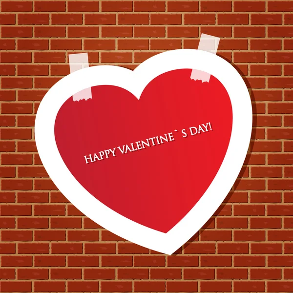 Heart on the brick wall — Stock Vector