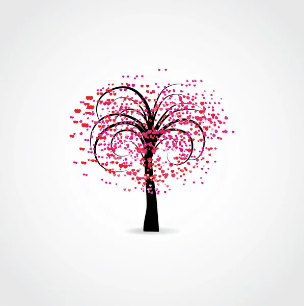 Liebesbaum. Vektorillustration mit abstraktem Herzbaum — Stockvektor