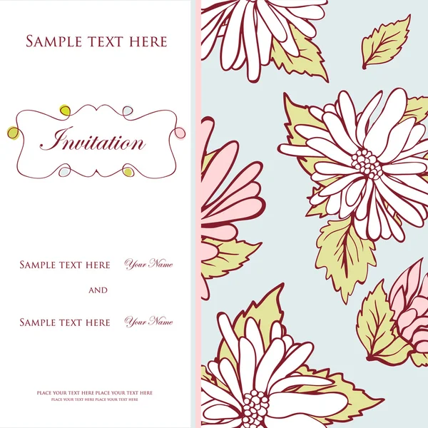 Tarjeta de invitación de vector Vintage con patrón floral — Archivo Imágenes Vectoriales