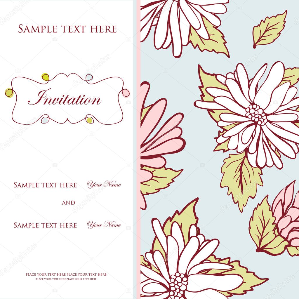 Vintage vector invitation card with floral pattern