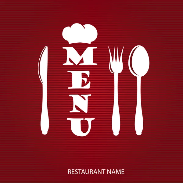 Menù ristorante di design con coltello, cucchiaio e forchetta — Vettoriale Stock