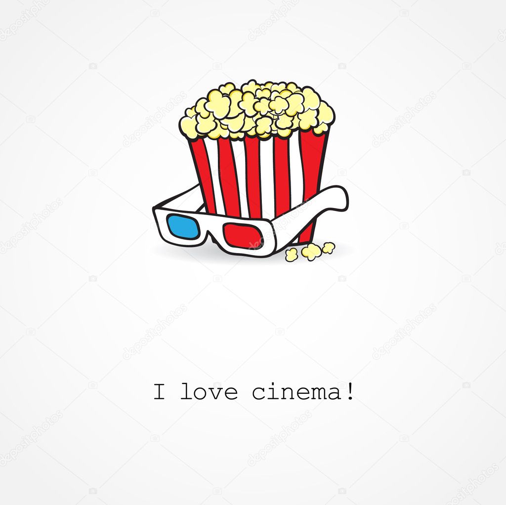 Smiling popcorn box in cartoon style for snack design. Vector version also available in gallery