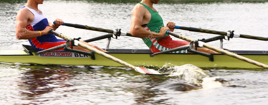 Rowing athletes in training