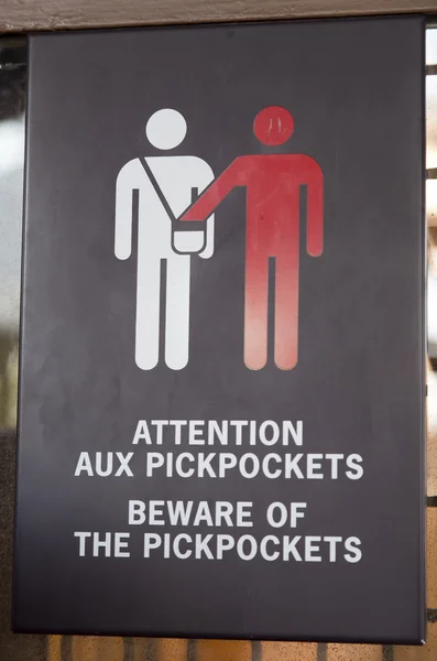 Pickpockets Warning Sign — Stock Photo, Image