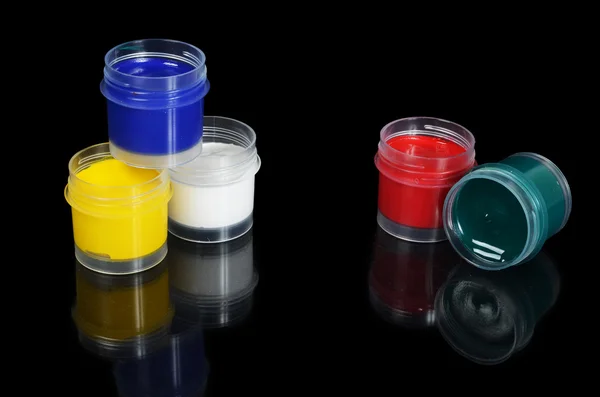 Potten met kleur verf — Stockfoto