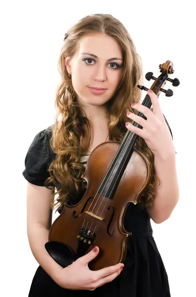 Het mooie meisje met een viool — Stockfoto