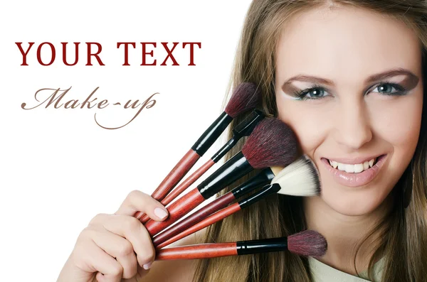 Porträtt av den vackra flickan- Kreativ make-up — Stockfoto