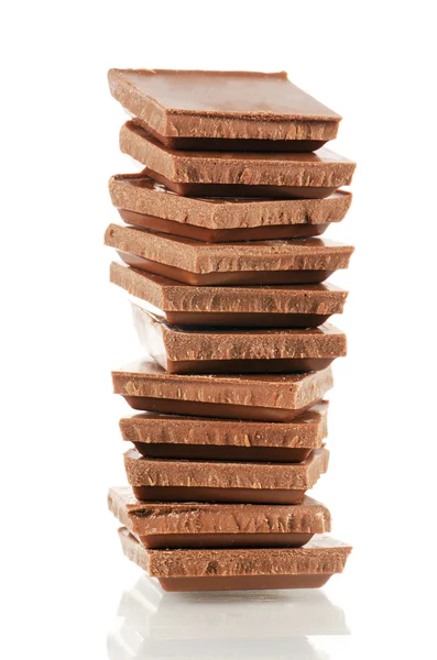 Mucchio di blocchi di cioccolato al latte — Foto Stock