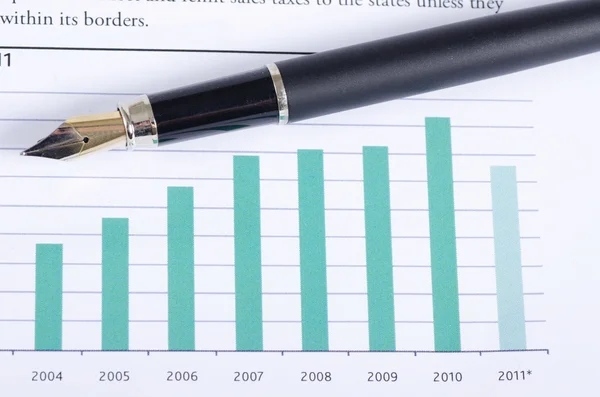 The chart business of growth and a pen — Stock Photo, Image