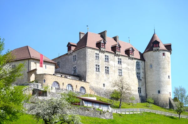 グリュイ城、スイス連邦共和国上の表示します。 — ストック写真