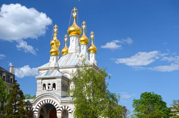 在日内瓦的俄罗斯东正教教堂的圆顶 — 图库照片