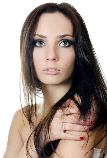 Das junge schöne Mädchen mit dem abendlichen Make-up — Stockfoto