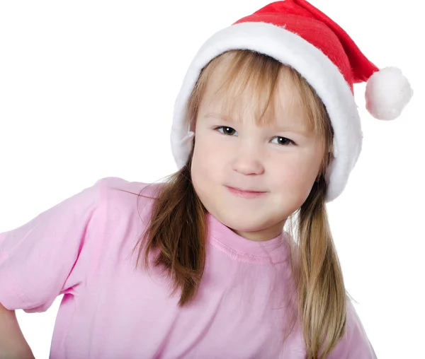 Den lilla julen flicka isolerad på vit bakgrund — Stockfoto