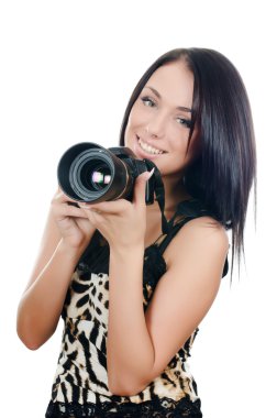 The beautiful girl with the camera clipart