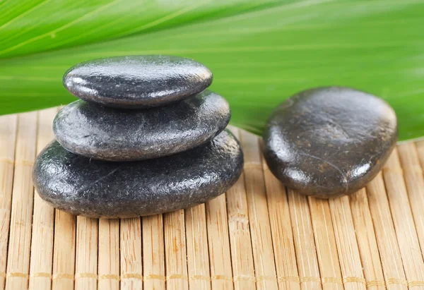 De spa een steen op bamboe — Stockfoto