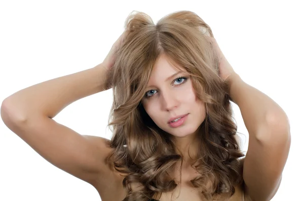 Retrato de la joven con el pelo hermoso —  Fotos de Stock