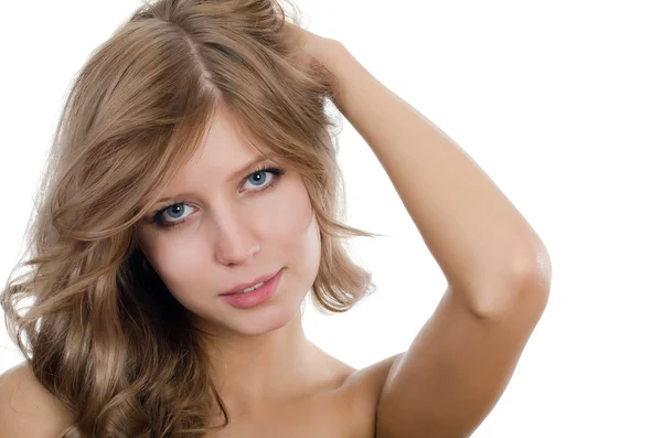 Porträt des jungen Mädchens mit den schönen Haaren — Stockfoto