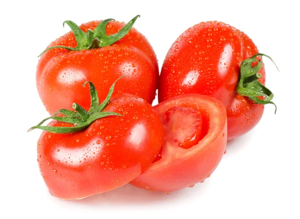 Punainen tomaatti eristetty valkoisella pohjalla — kuvapankkivalokuva