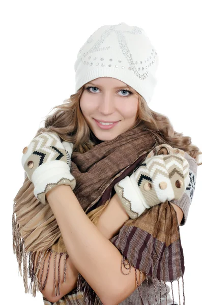 Красивая девушка в рукавицах — стоковое фото