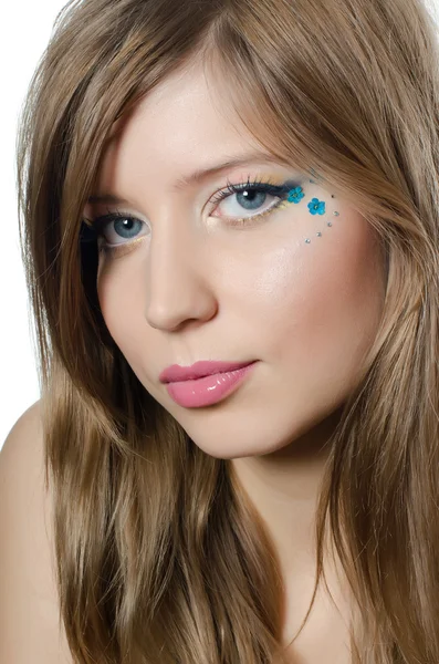 Krásná mladá dívka s kreativní make-up — Stock fotografie