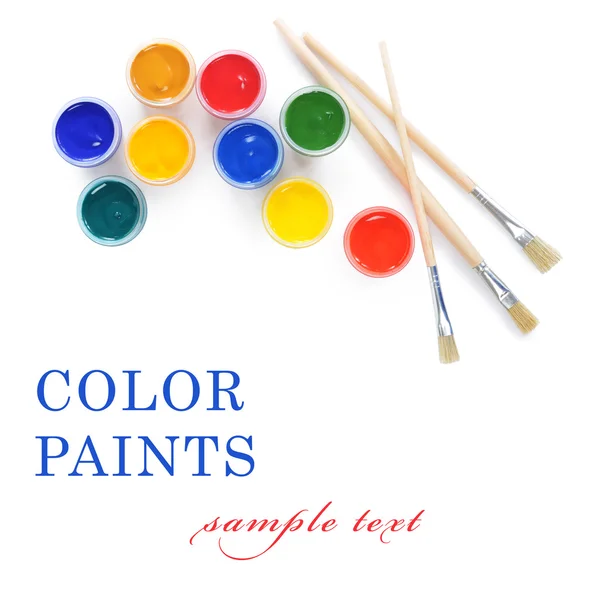 Frascos con pinturas de color — Foto de Stock