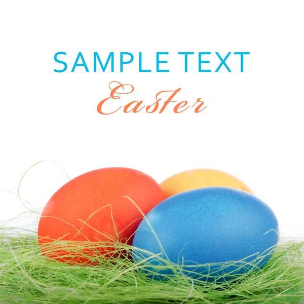 Colorful Easter Eggs on green Grass — Stock Photo, Image