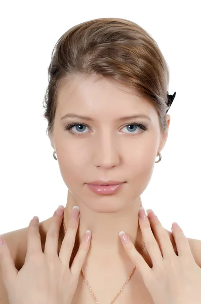 Het mooie meisje met een natuurlijke make-up — Stockfoto