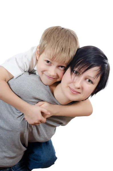 The boy with sister isolated — Stock Photo, Image