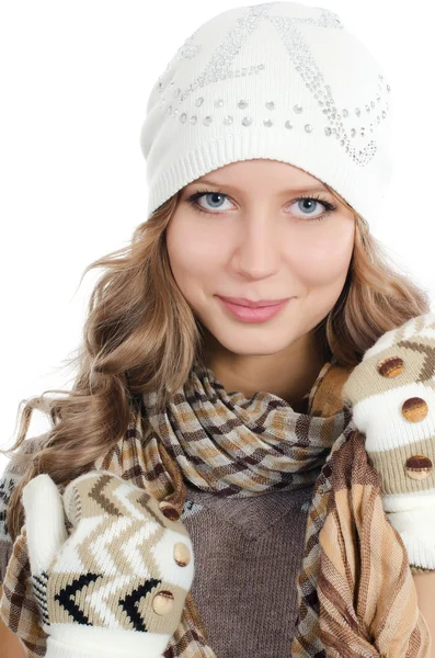 The beautiful girl in mittens — Stock Photo, Image