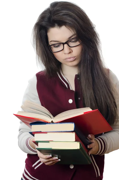 Das Mädchen die Studentin mit Büchern in der Hand — Stockfoto