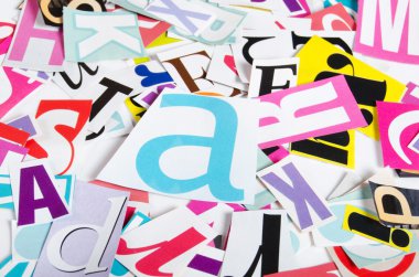 The letters which have been cut out from newspapers close up clipart