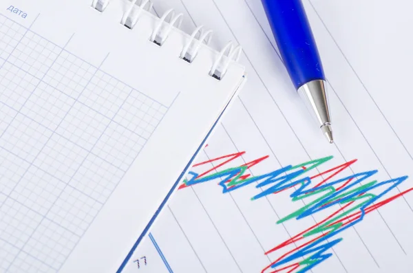The chart business of growth and a pen — Stock Photo, Image