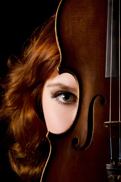 A gyönyörű lány, hegedű — Stock Fotó