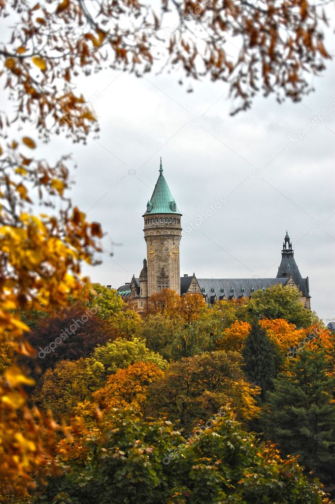 Luxembourg castle and trees in Autumn
